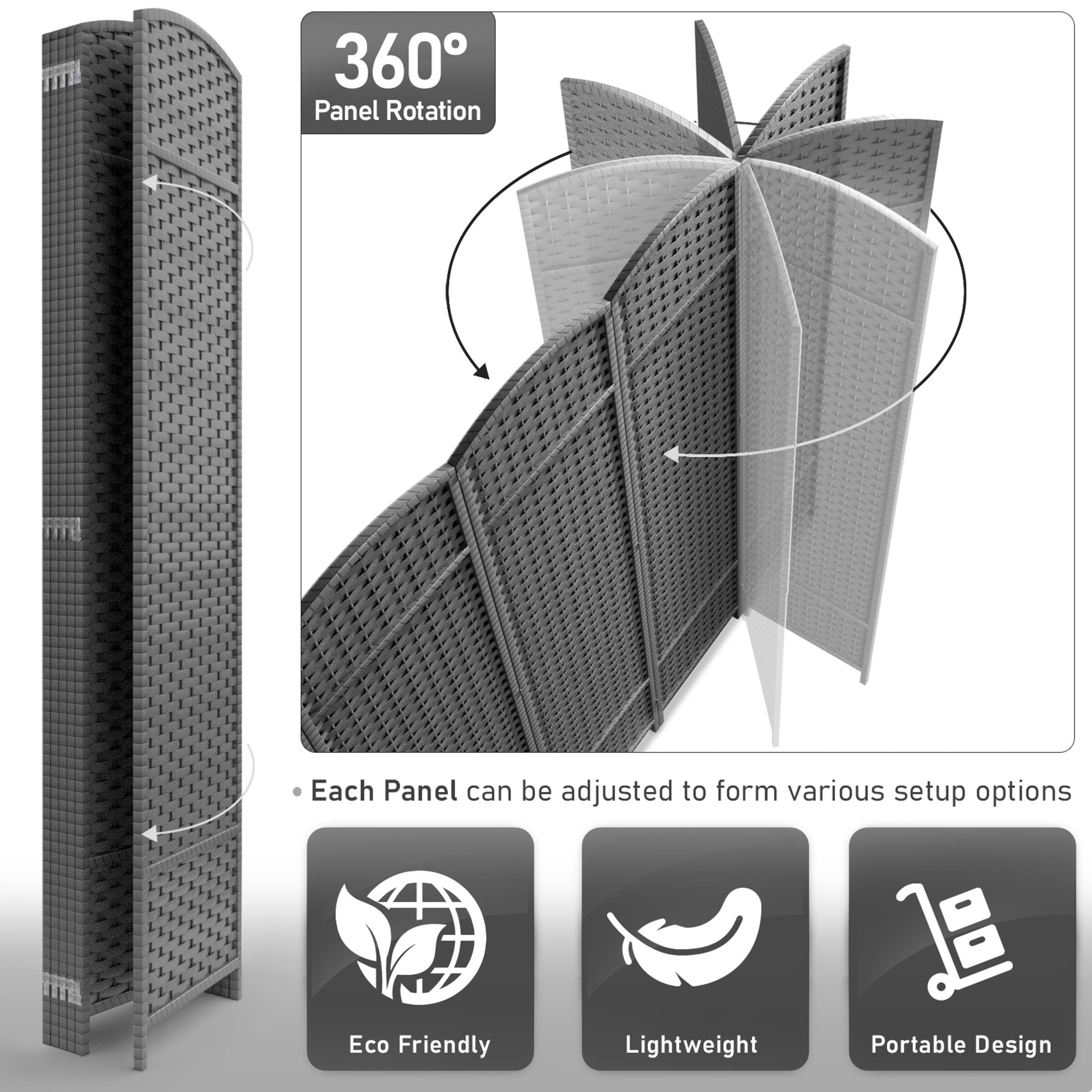 360° Panel Rotation

Each Panel can be adjusted to form various setup options

- Eco Friendly
- Lightweight
- Portable Design