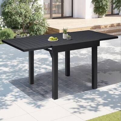Alt View 6. Crestlive Products - Crestlive Products 63in Large Patio All Aluminum Rust Resistant Extendable Outdoor Dining Table 31.5inWx63inL - Black.