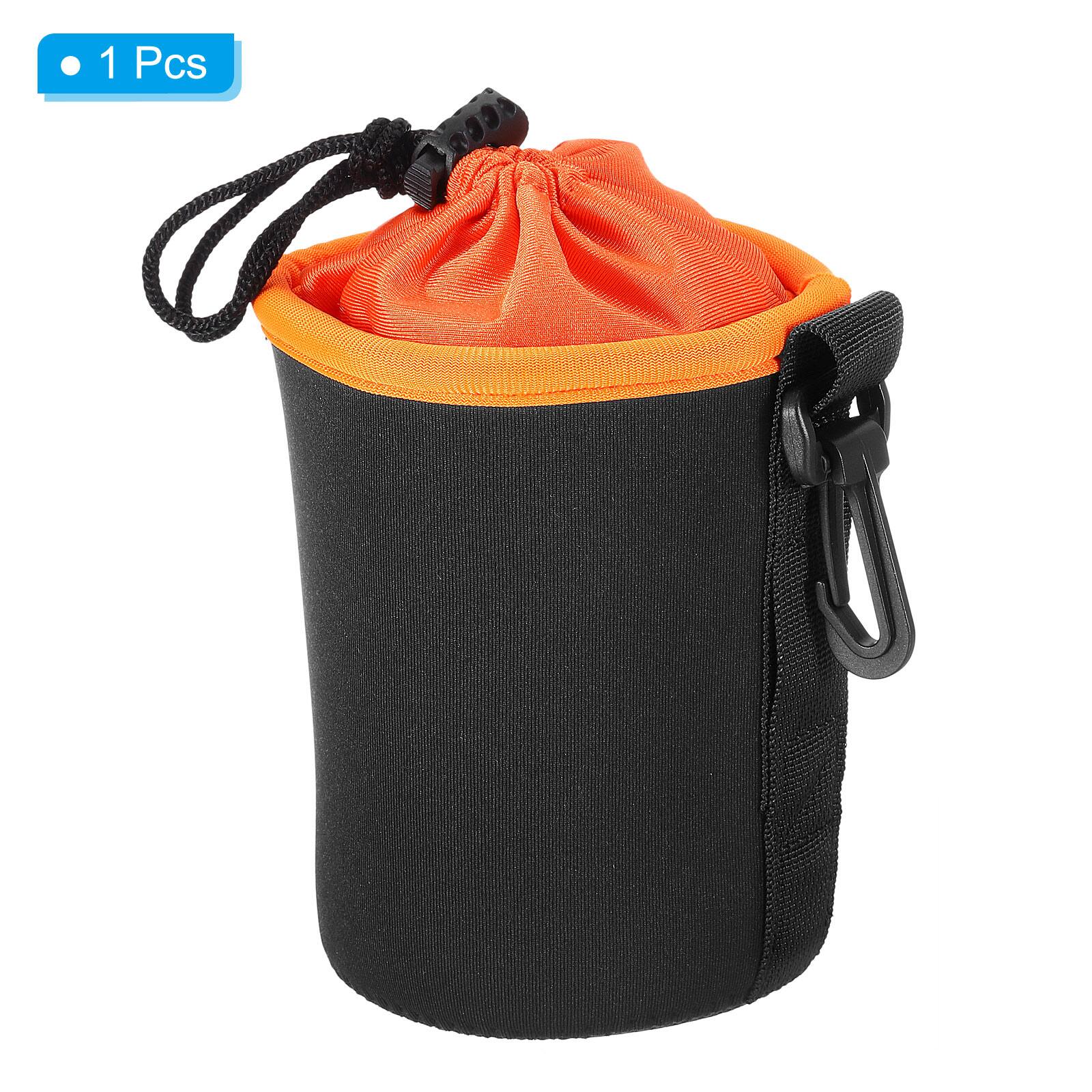 Alt View 2. Unique Bargains - Cylindrical Drawstring Lens Pouch, 3.3"x5.5", Thick Neoprene Protective Case for DSLR Lens, Water Cups - Black Orange.