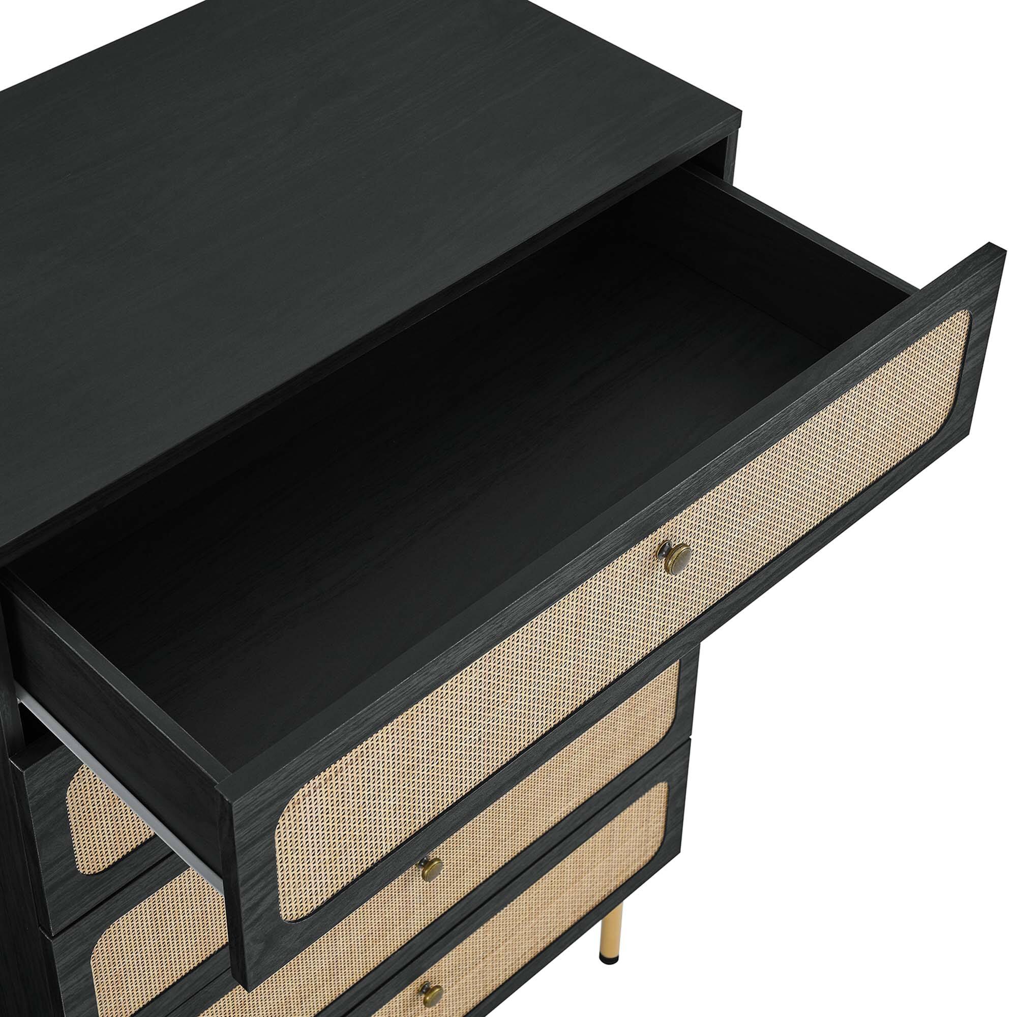 Alt View 4. Modway - Chaucer 5-Drawer Chest by Modway - Black.