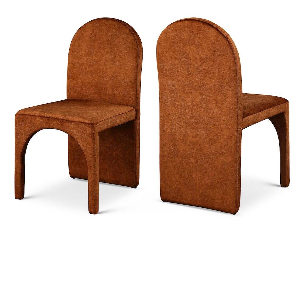 Meridian Furniture - Summer Cognac Velvet Dining Side Chair, Set of 2 - Brown