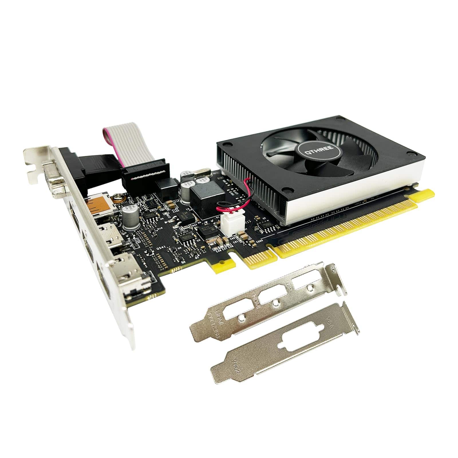 Dazzling Pops - QTHREE GeForce GT 730 Low Profile Graphics Card DDR3 HDMI DP VGA Small Form Factor Video Card for PC
