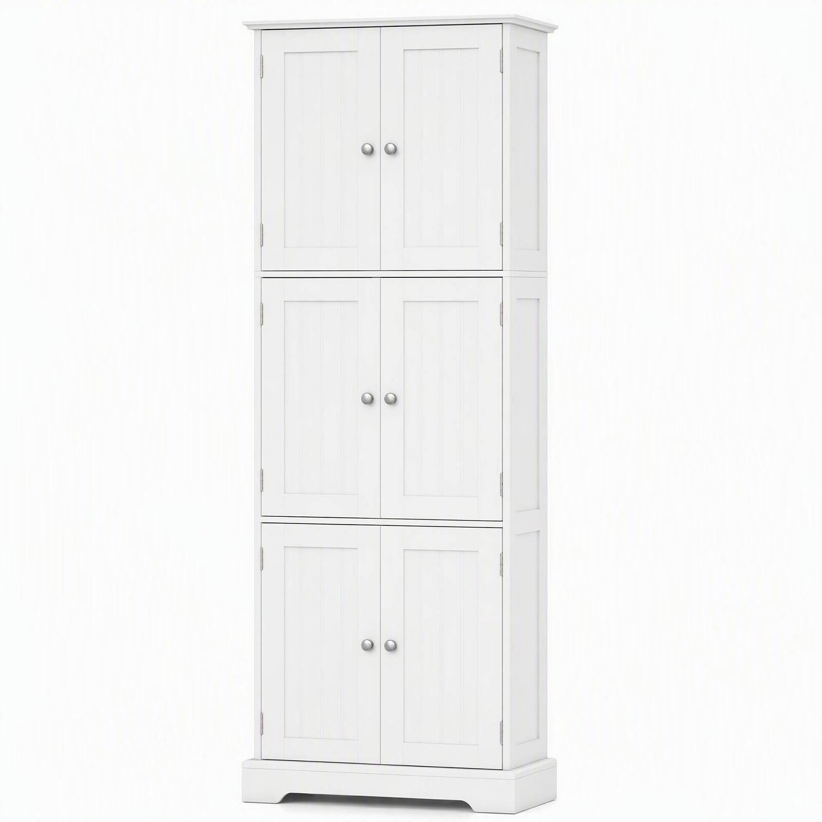 Alt View 1. Costway - Costway Tall Bathroom Storage Cabinet with 6 Doors, Adjustable Shelves for Kitchen - White.