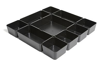 Alt View 2. TRU RED - 10-Compartment Plastic Drawer Organizer - Black.