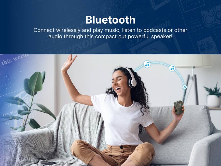 Bluetooth

Connect wirelessly and play music, listen to podcasts or other audio through this compact but powerful speaker!