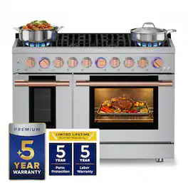 Hauslane - HausPro 48 in. 8 Burners (20,000 BTU) Freestanding Gas Range Range - Rose Gold