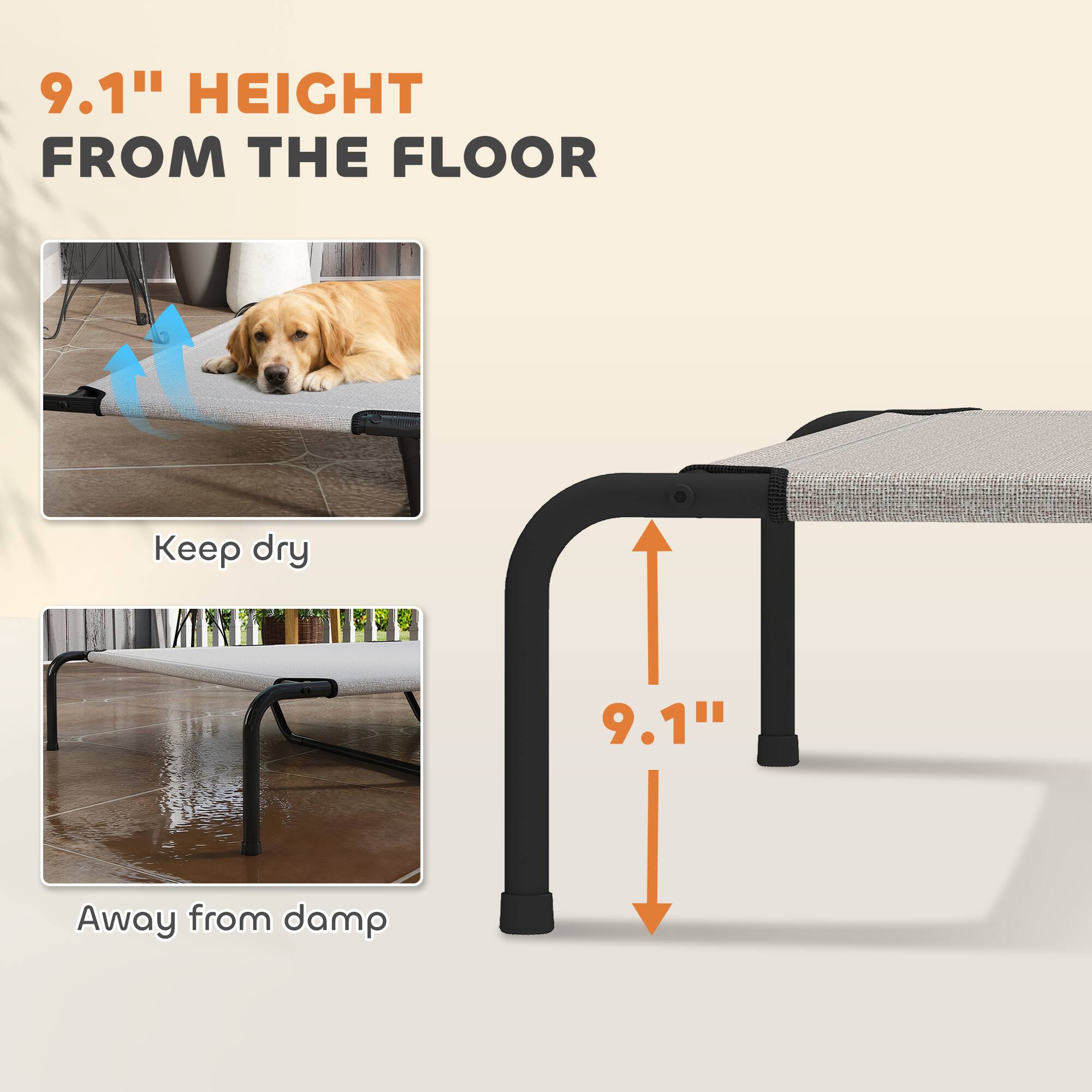 9.1" HEIGHT FROM THE FLOOR

Keep dry

Away from damp