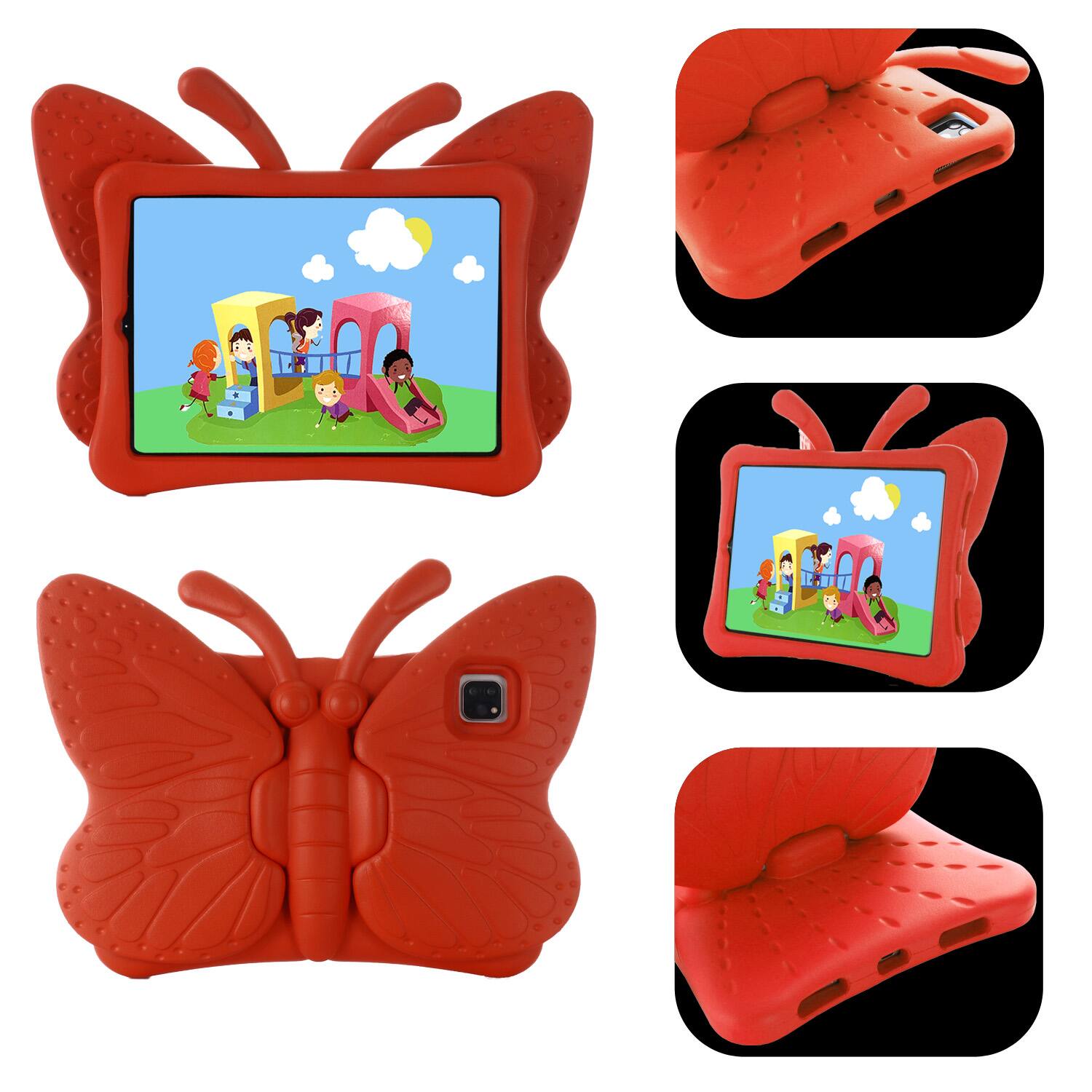 Alt View 2. Dteck - For iPad Air 11'' (M4)2026/(M3)2025/ (M2)2024 & iPad Pro 11'' (M5) 2025/(M4) 2024 Kid Butterfly Kickstand EVA Case - Red.