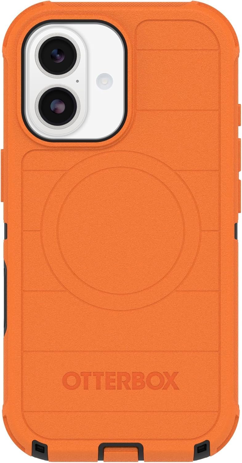 Left. OtterBox - OtterBox iPhone 17 (Only) Bundle: Defender Series Case & Screen Protector - Case Only - Rugged - Snaps on MagSafe - Blaze Orange.