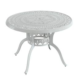 Mondawe - Patio Table Round Outdoor Coffee Table with Umbrella Hole - White