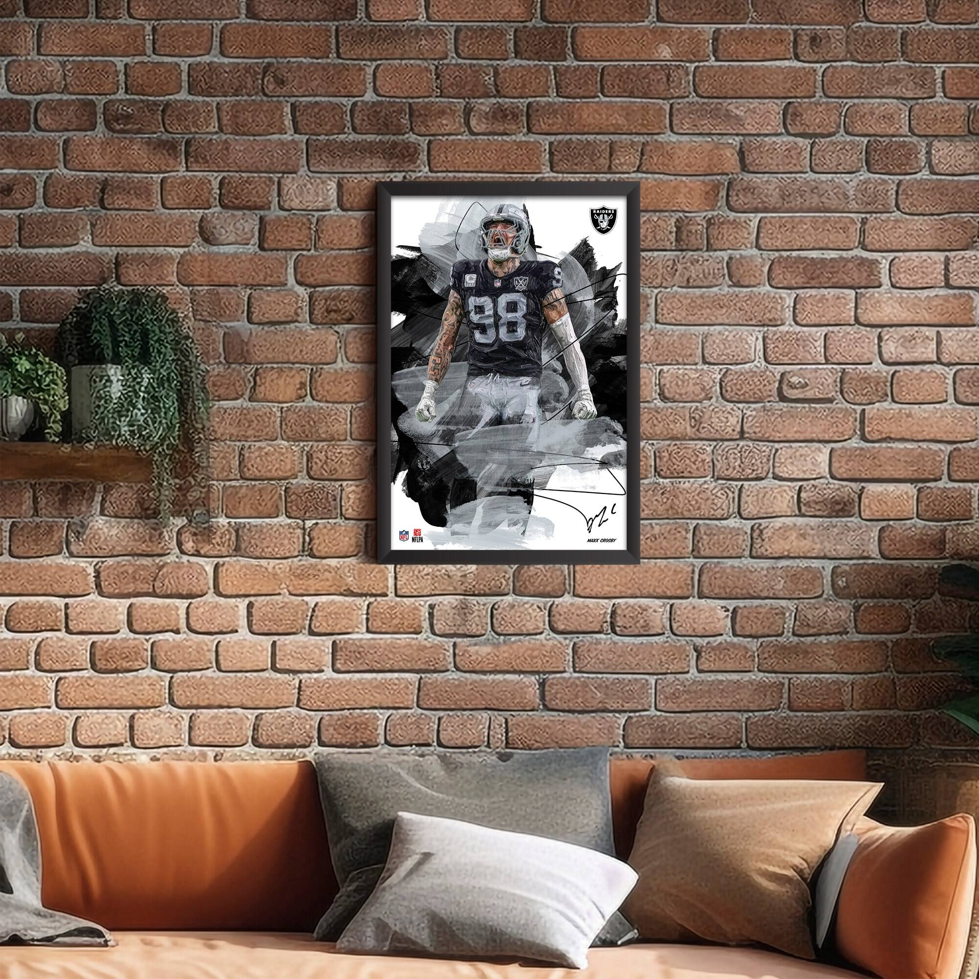 Alt View 1. Sporticulture - Maxx Crosby Las Vegas Raiders 14" x 20" Brush Stroke Player Framed Art Print - Multicolor.
