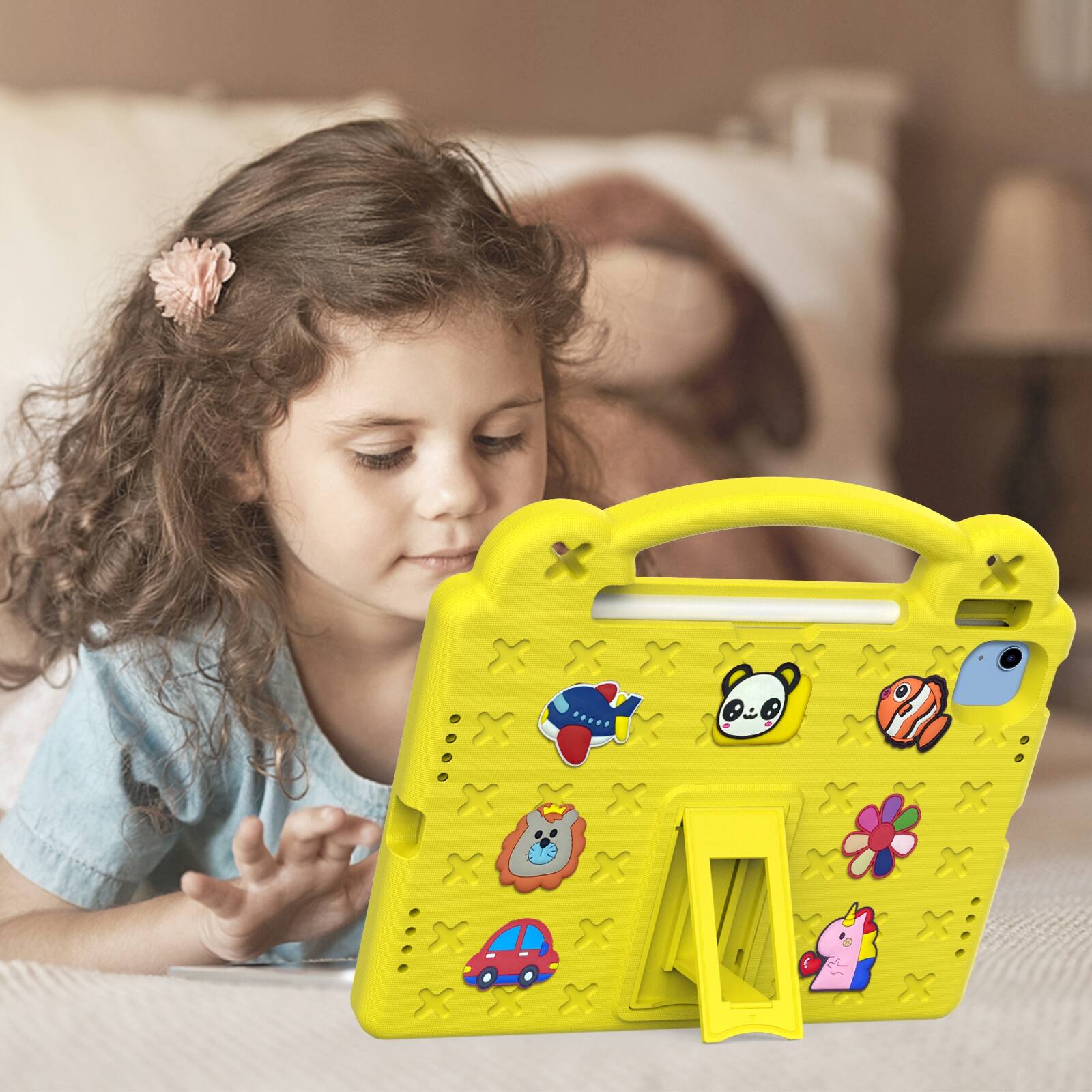 Alt View 3. UUCOVER - Kids Case for iPad (A16) 11-inch 2025 /iPad 10th Gen 10.9" 2022,Shockproof EVA Case Handle Adjustable Stand Cover - Yellow.