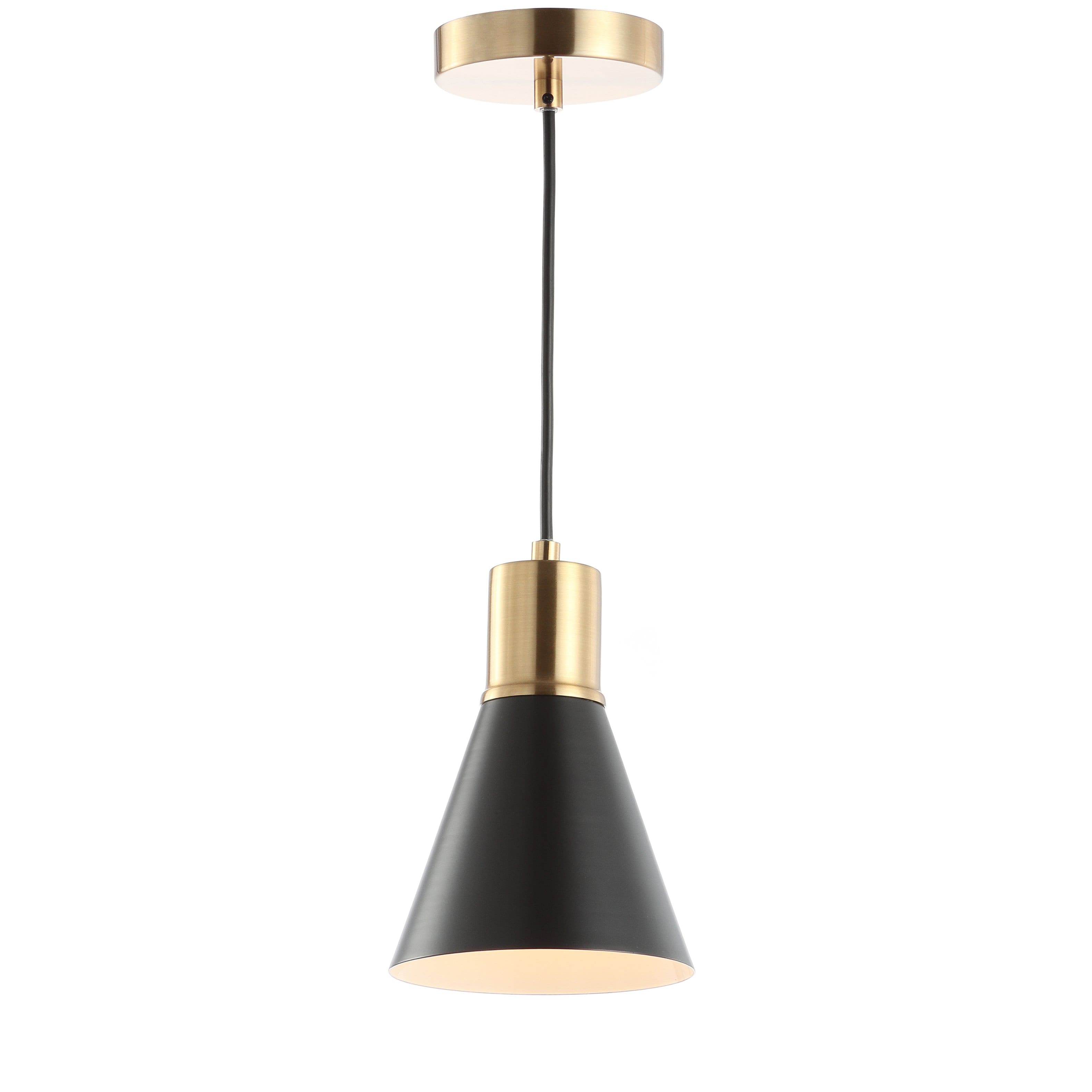 "Jonathan Y - Apollo 6"" 1-Light Mid-Century Modern Iron LED Pendant - Black/Brass Gold" price history on PriceWatchPro