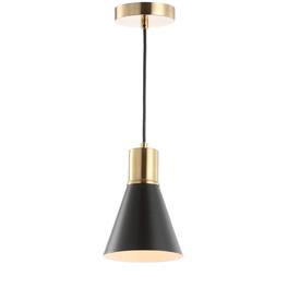 Jonathan Y - Apollo 6" 1-Light Mid-Century Modern Iron LED Pendant - Black/Brass Gold