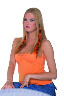 Forum Novelties - 2-Piece Costume Hair Extensions: Orange & Black Skull One Size - Orange/Black