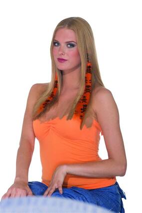 Front. Forum Novelties - 2-Piece Costume Hair Extensions: Orange & Black Skull One Size - Orange/Black.