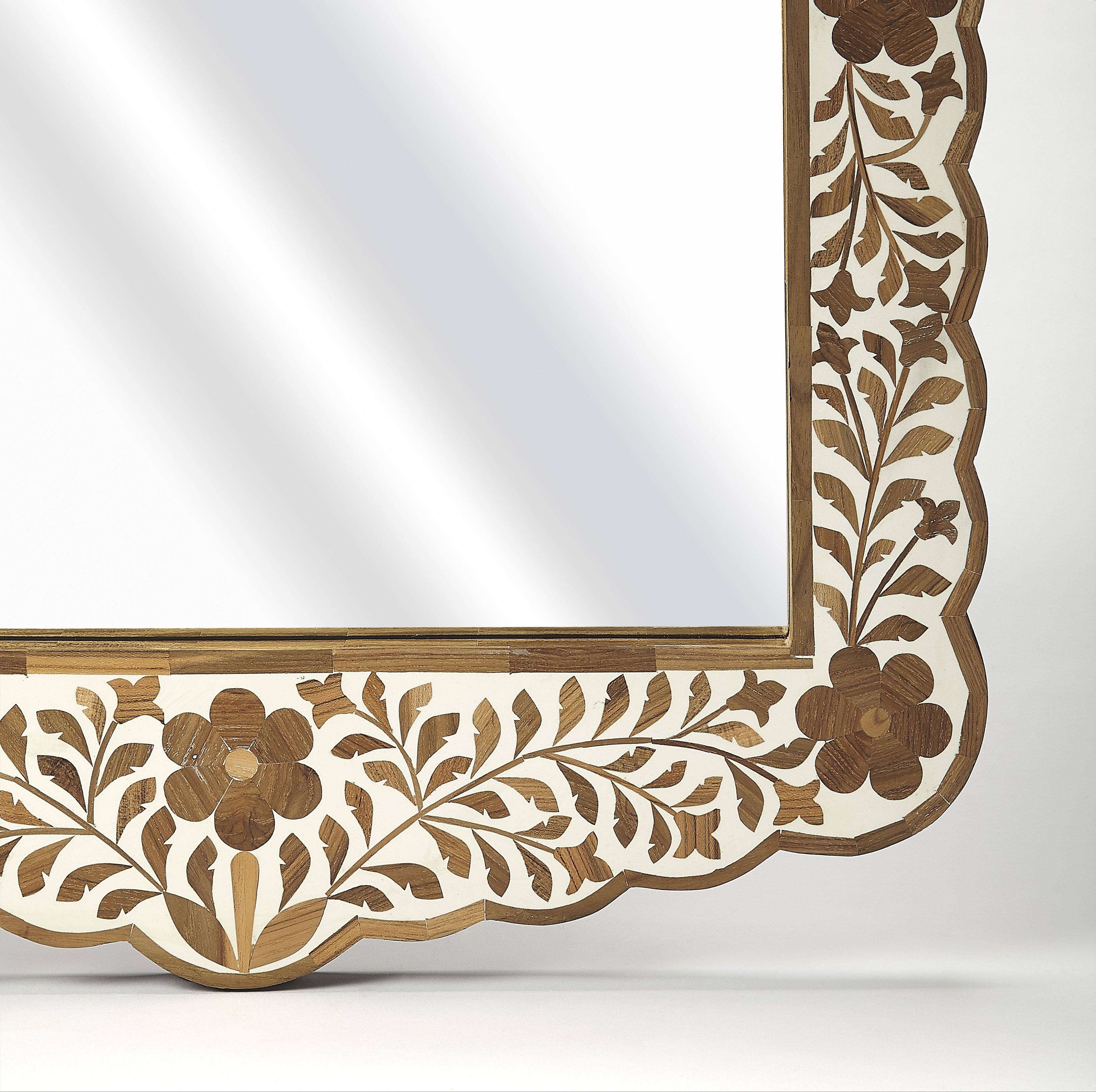 Alt View 3. Butler Specialty - Vivienne 20 in. W x 28 in. H Bone Inlay Vertical Accent Wall Mirror - Light Brown.