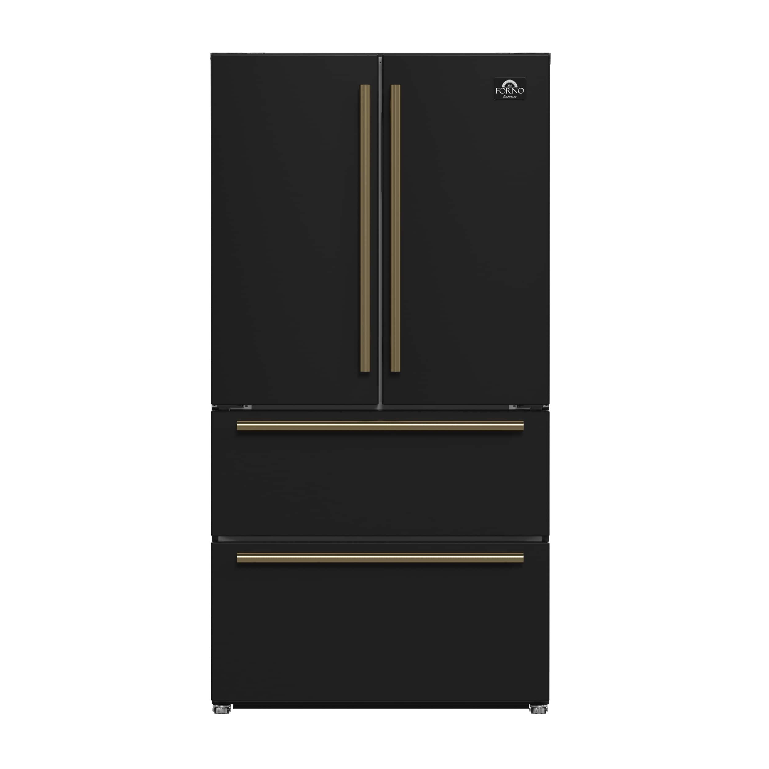 Forno Appliances - Moena Espresso 19.2 Cu. Ft. Freestanding Refrigerator with French Doors and Automatic Ice Maker - Black