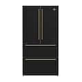 Forno Appliances - 36 in. Wide Moena Espresso 19.2 Cu. Ft. Freestanding Counter-Depth French Door Refrigerator with Automatic Ice Maker - Black