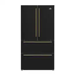 Forno Appliances - Moena Espresso 19.2 Cu. Ft. Freestanding Counter-Depth French Door Refrigerator with Automatic Ice Maker - Black