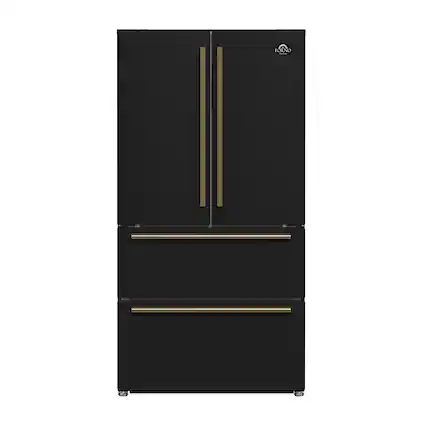 Forno Appliances - Moena Espresso 19.2 Cu. Ft. Freestanding Counter-Depth French Door Refrigerator with Automatic Ice Maker - Black
