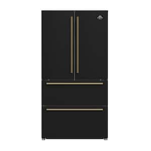 Forno Appliances - Moena Espresso 19.2 Cu. Ft. Freestanding Counter-Depth French Door Refrigerator with Automatic Ice Maker - Black