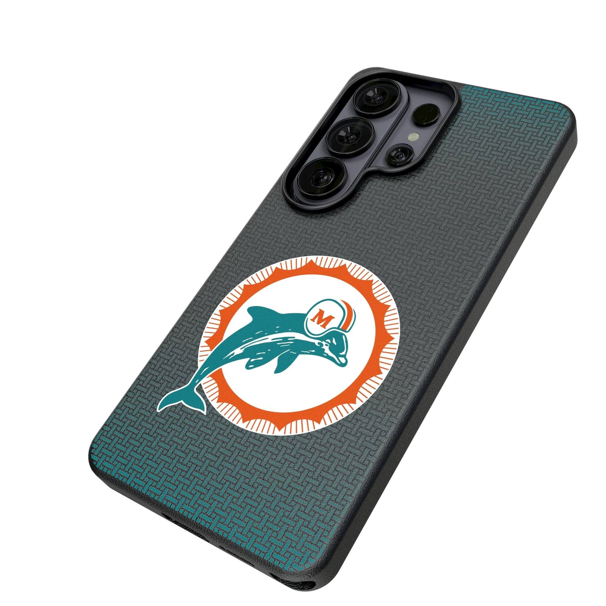 Alt View 1. Keyscaper - Miami Dolphins Historic Collection 1966-1973 Galaxy Magnetic Bump Case - S26 Ultra - Black.