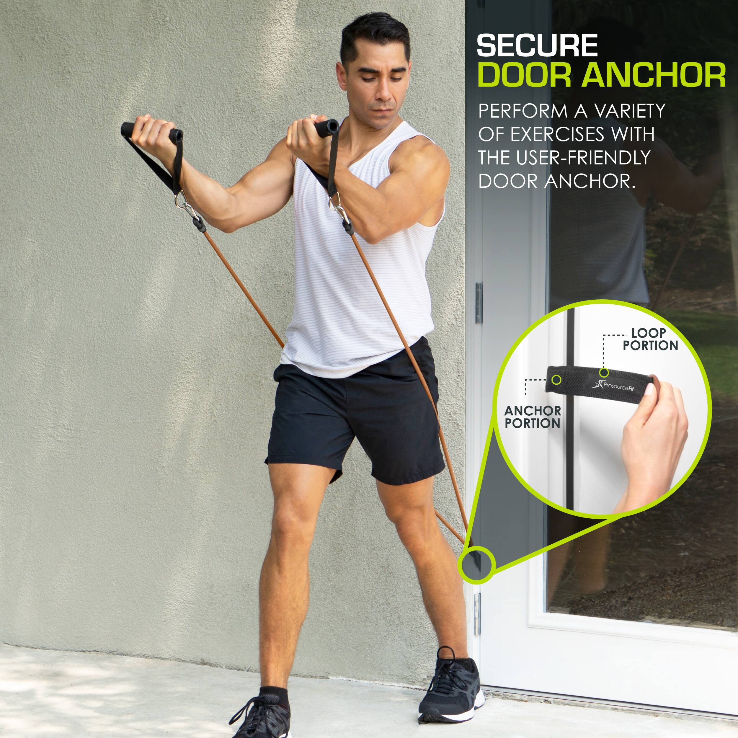 SECURE DOOR ANCHOR
PERFORM A VARIETY OF EXERCISES WITH THE USER-FRIENDLY DOOR ANCHOR.
LOOP PORTION
ANCHOR PORTION