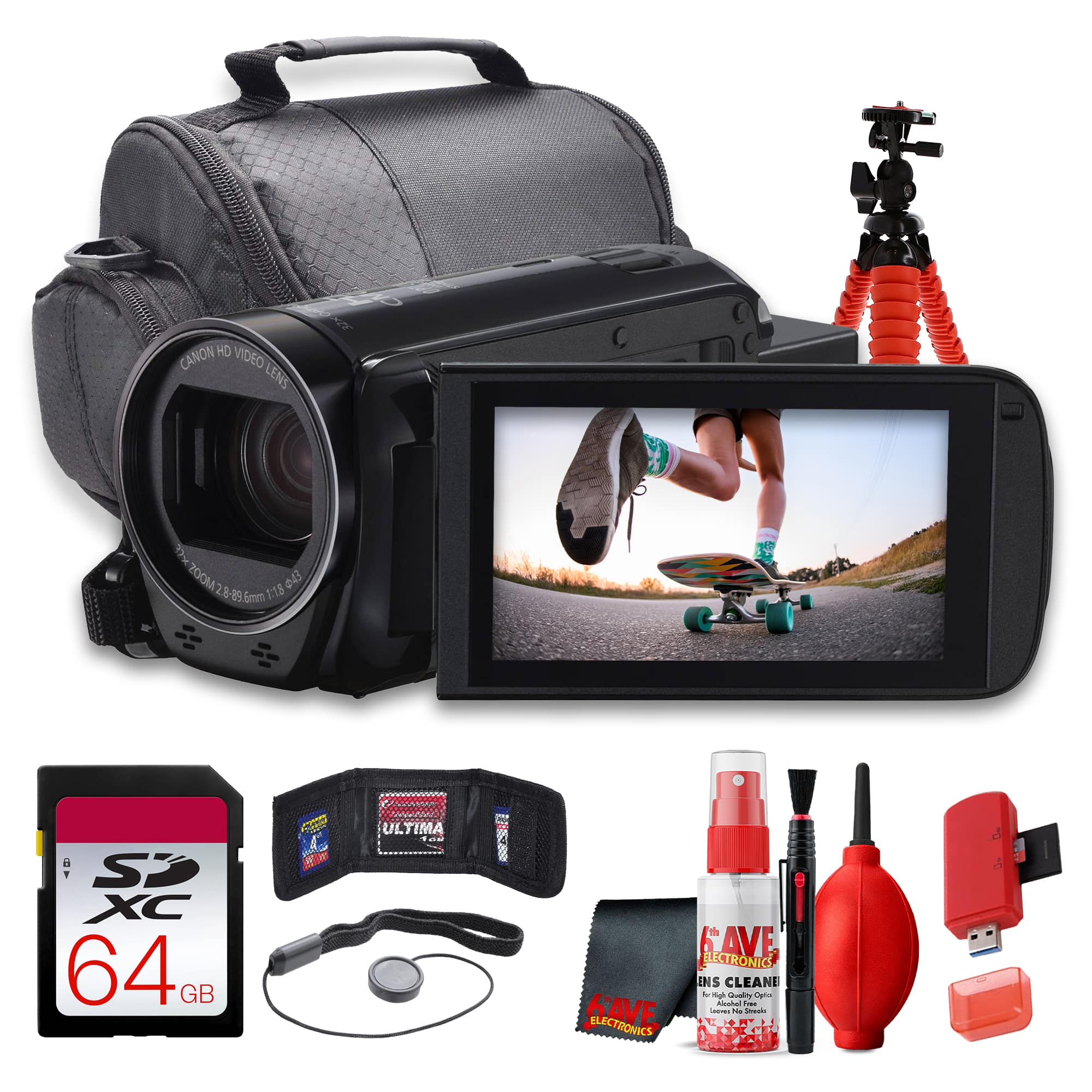 Bundle - Canon - VIXIA HF R700 1080p Camcorder, 57x Zoom, Image Stabilization (Black) Pro