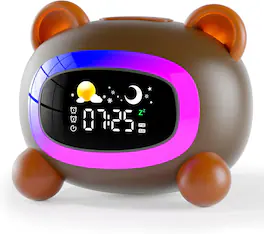 FINEAK - Kids Alarm Clock Sleep Sound Machine with Night Light - Bear