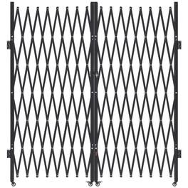 VEVOR - Double Folding Security Gate, Lockable Scissor Gate with 360° Swivel Casters, Outdoor Barricade Steel Retractable Gates - Black