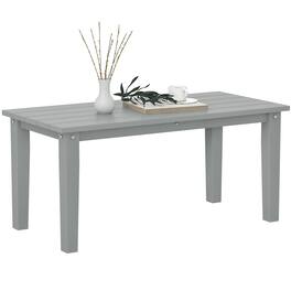 Outsunny - Outdoor Coffee Table, HDPE All-Weather Outdoor Patio Table with Slatted Tabletop for Yard - Gray