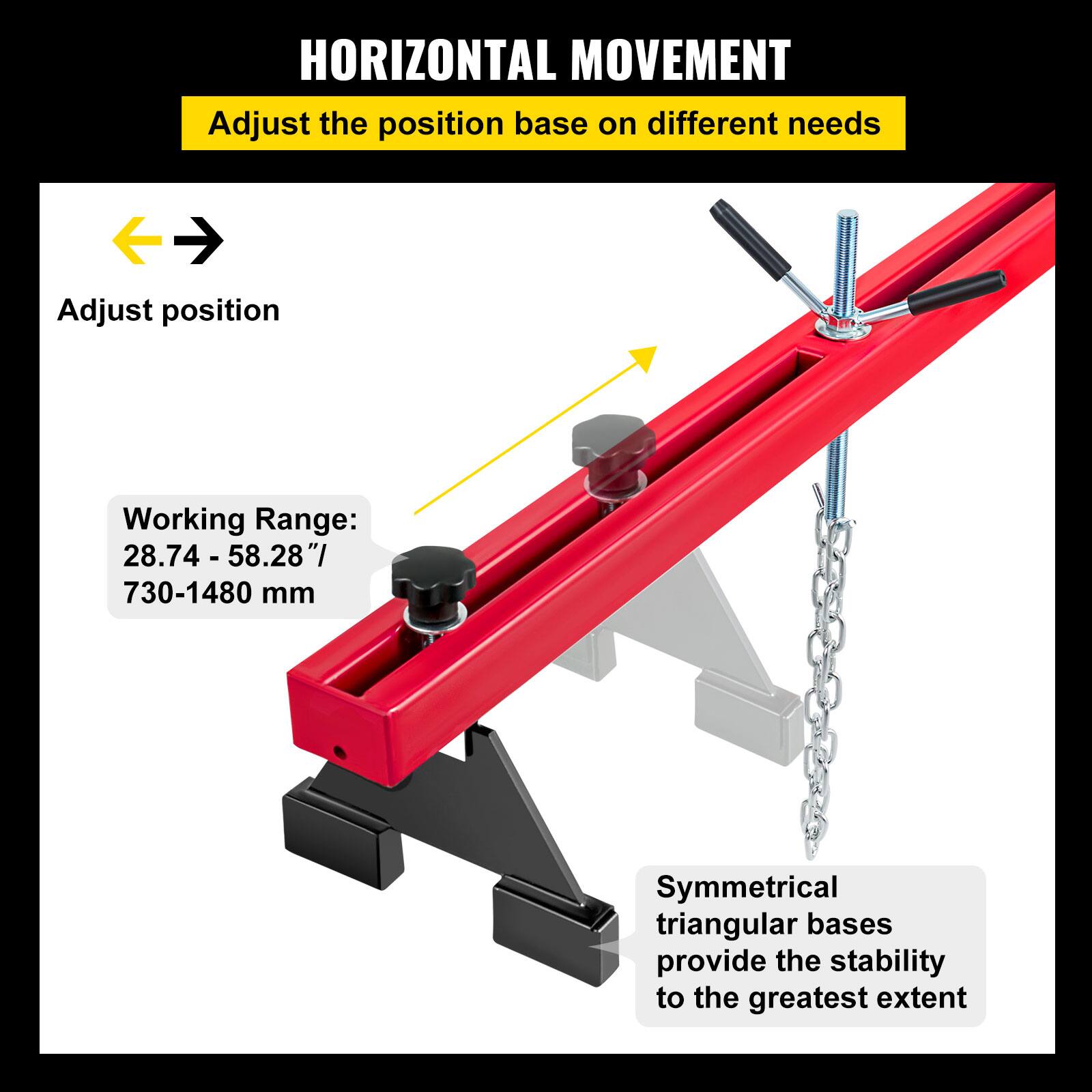 HORIZONTAL MOVEMENT
Adjust the position base on different needs
Adjust position
Working Range: 28.74 - 58.28"
730-1480 mm
Symmetrical triangular bases provide the stability to the greatest extent