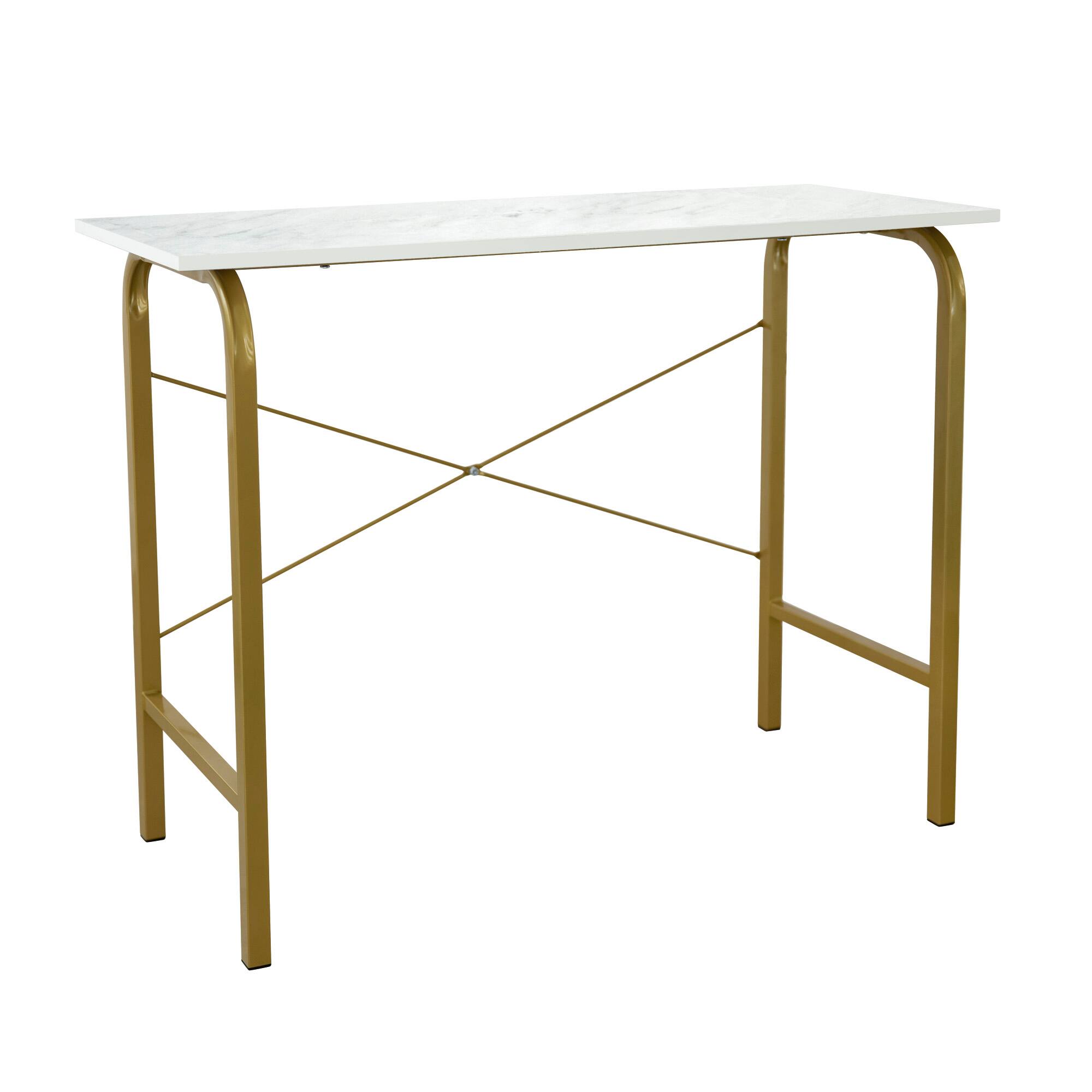 Left. Teamson Home - 40" Home Office Computer Desk with Metal Base - Brass.