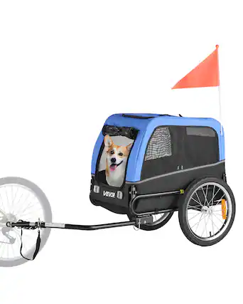 Front. VEVOR - Dog Bike Trailer, Supports up to 66 lbs, Pet Cart Bicycle Carrier for Small & Medium Dogs, Easy Folding Frame - Blue + Black.