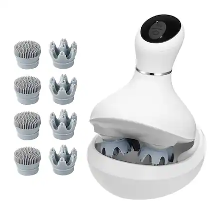 Front. Ecooso - Electric Scalp Massager, Heated Rechargeable Waterproof Head Massager, 6 Modes, Silicone Heads, Shower Safe.