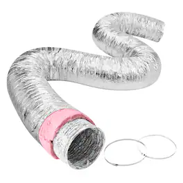 VEVOR - Dryer Vent Hose, 8'' Insulated Flexible Duct 25FT Long with 2 Duct Clamps, Heavy-Duty Three Layer Protection - Silver