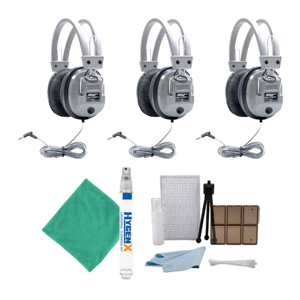 Hamilton Beach - Hamilton Buhl SC 7V SchoolMate Deluxe Headphones 3 Pack with Accessory Bundle - Black