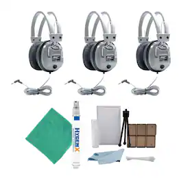 Hamilton Beach - Hamilton Buhl SC 7V SchoolMate Deluxe Headphones 3 Pack with Accessory Bundle - Black