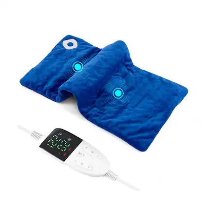 Front. SKONYON - Weighted Electric Heating Pad with Dual Vibration Units Adjustable Warmth for Neck Shoulder Waist and Leg Comfort.