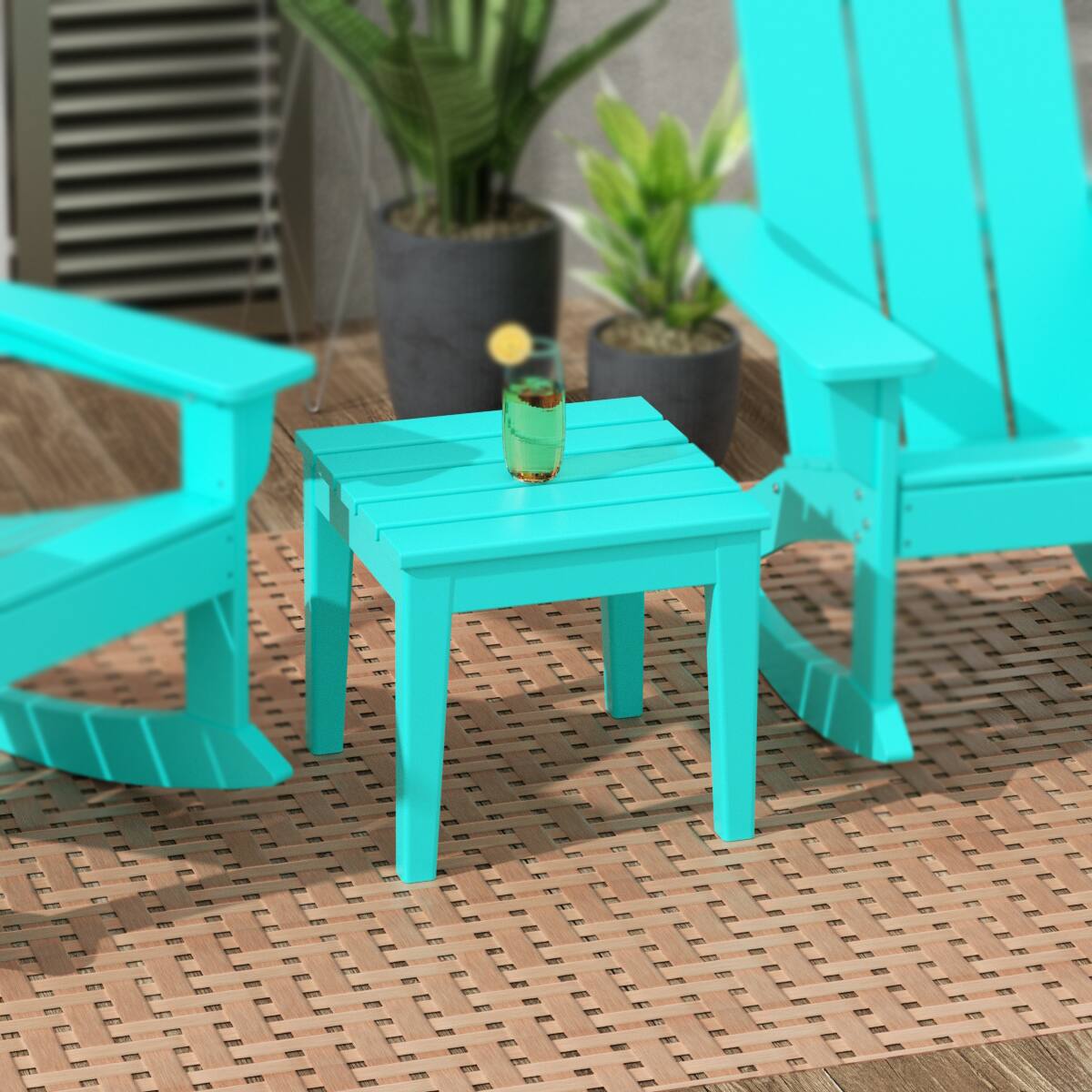 Angle. WestinTrends - WestinTrends Ashore Outdoor Patio Modern Adirondack Side Table - Turquoise.