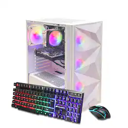 STGAubron - Gaming Desktop PC, AMD Ryzen 5 5600GT up to 4.6Ghz, Radeon RX 6500 4G Graphics, 16G DDR4 RAM, 1TB SSD, WIN11H - White