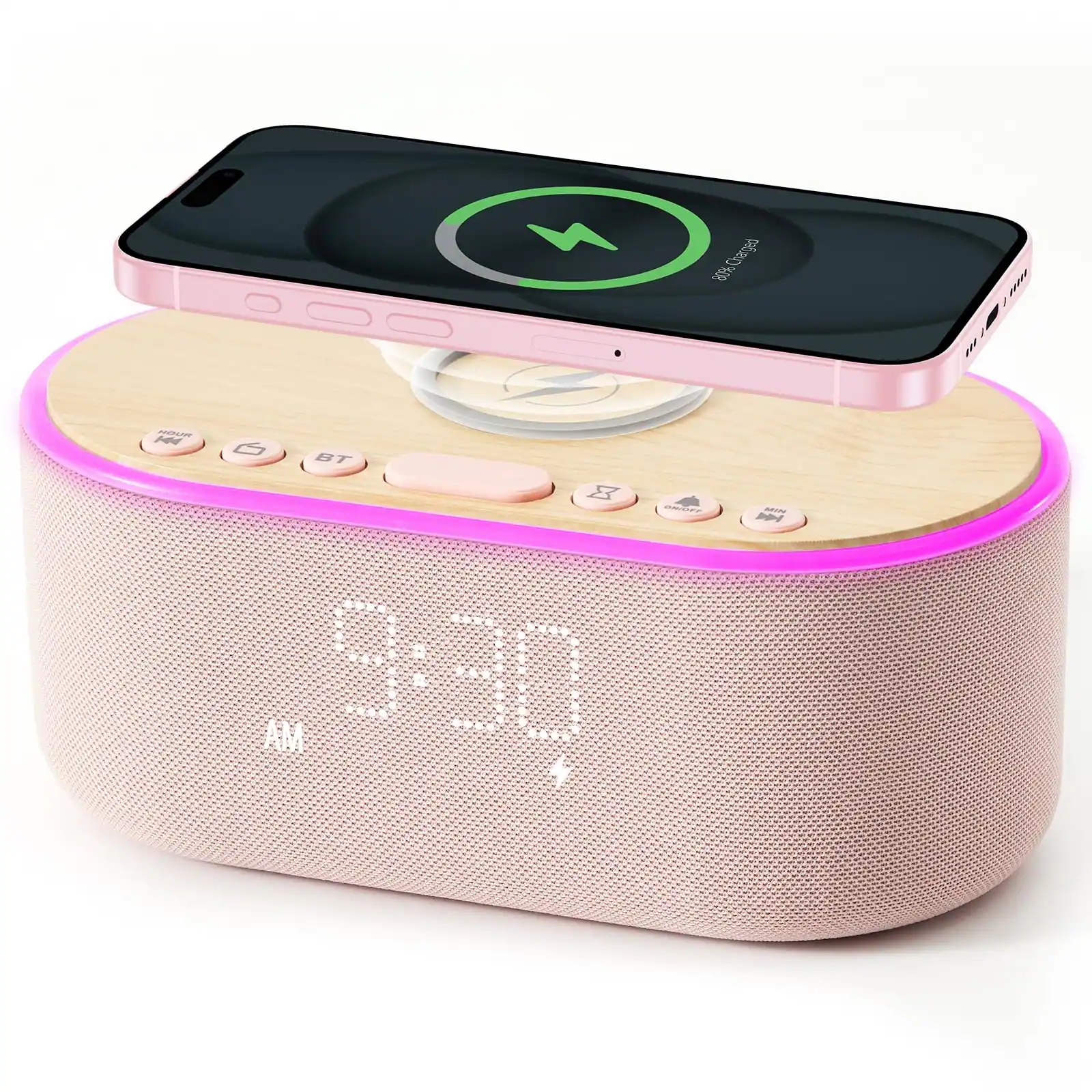 Dazzed Corner - Alarm Clock Bluetooth FM Radio - Pink