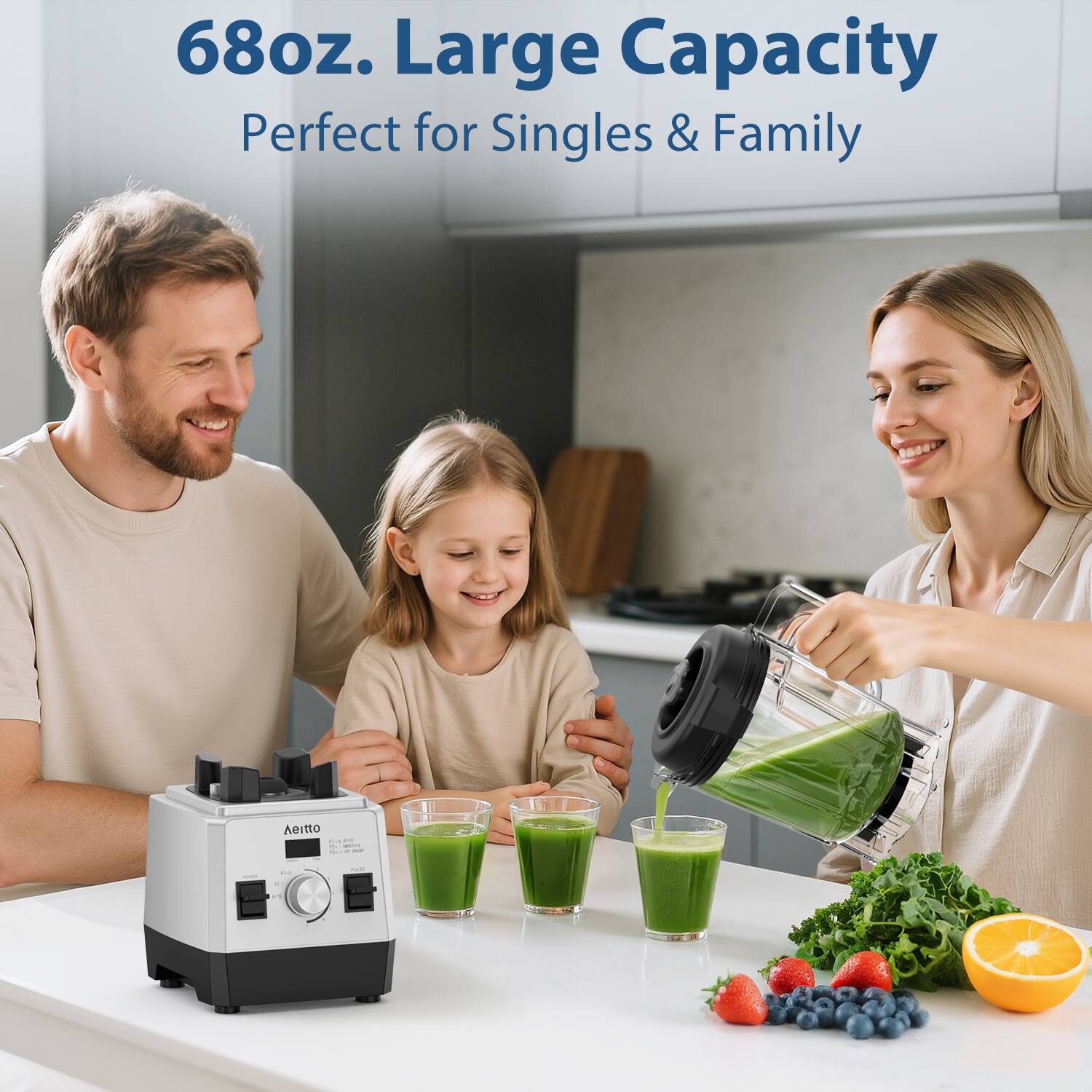 68oz. Large Capacity  
Perfect for Singles & Family