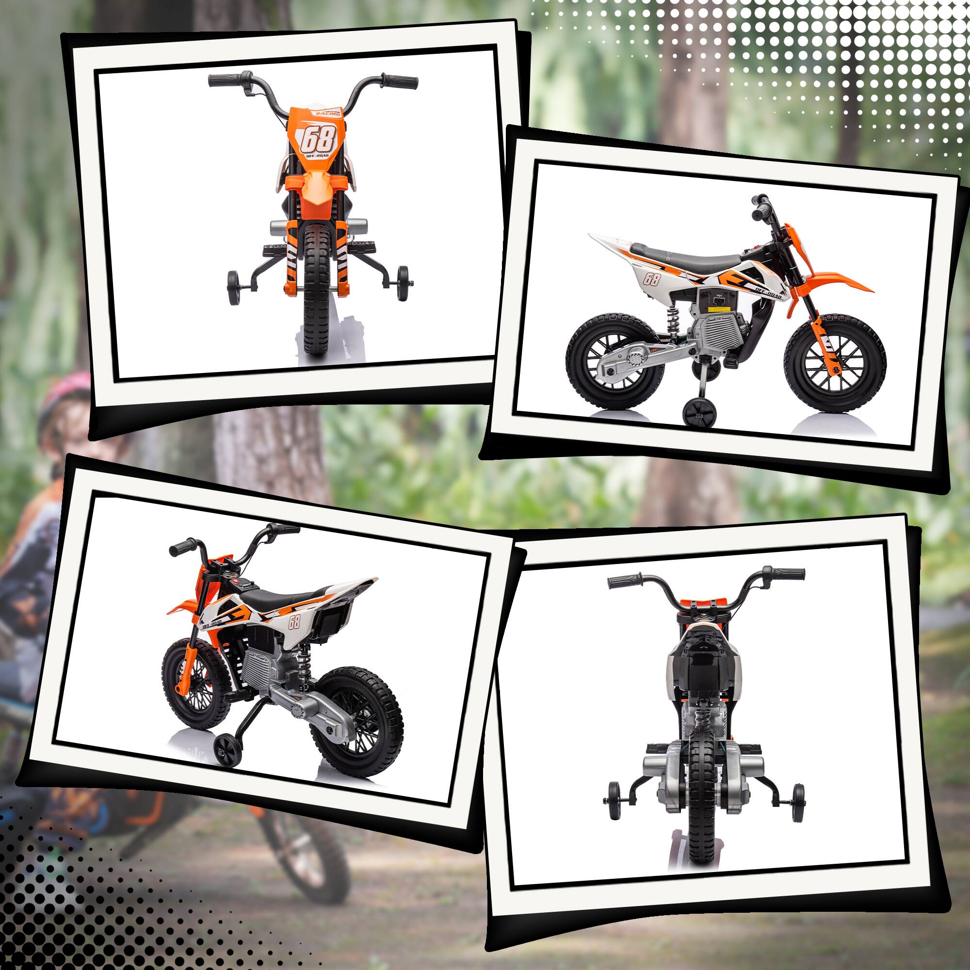 Alt View 8. Qaba - Kids Electric Motorcycle w/ Twist Grip Throttle, Training Wheels - Orange.