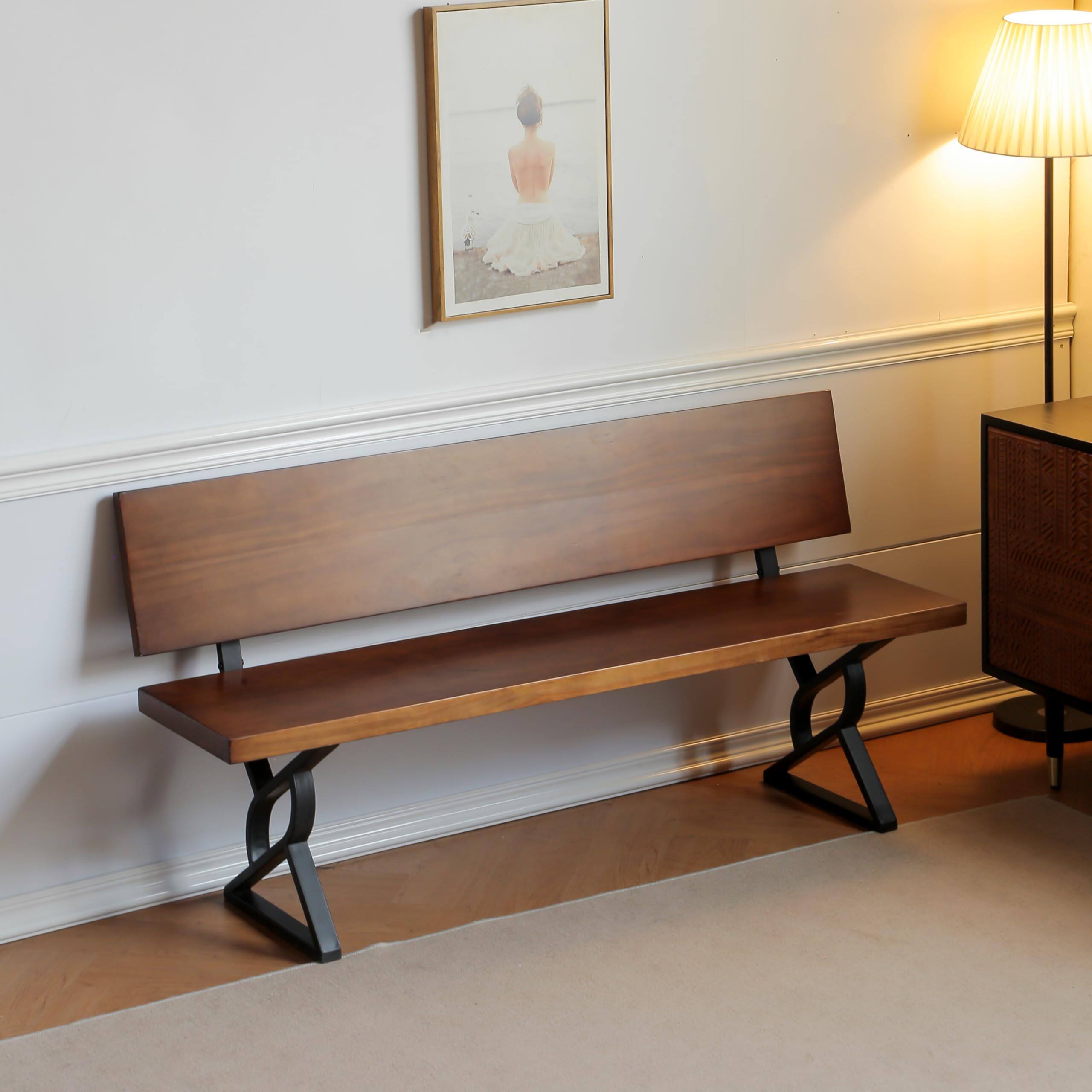 Alt View 1. JETRANSPORT - Bench 16 Inch Triangle Metal Chair Base With Backrest Bracket Set Of 2 Diy Project Suit For Butcher Block - A.