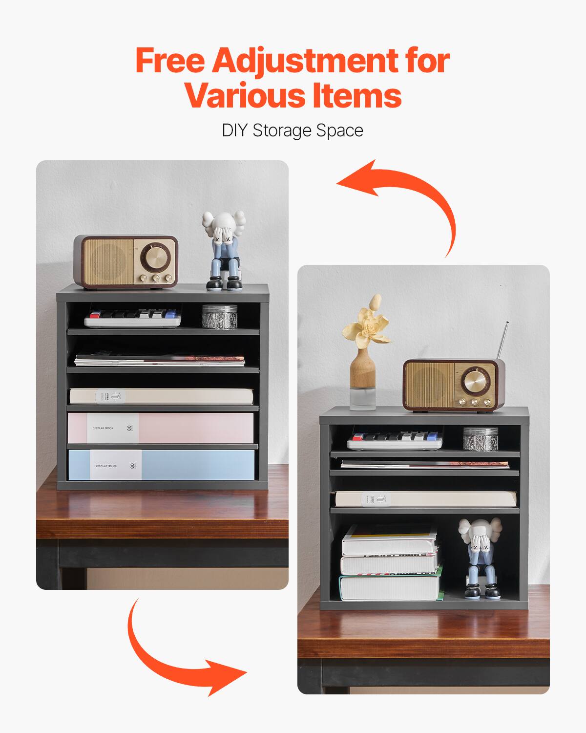 Free Adjustment for Various Items  
DIY Storage Space