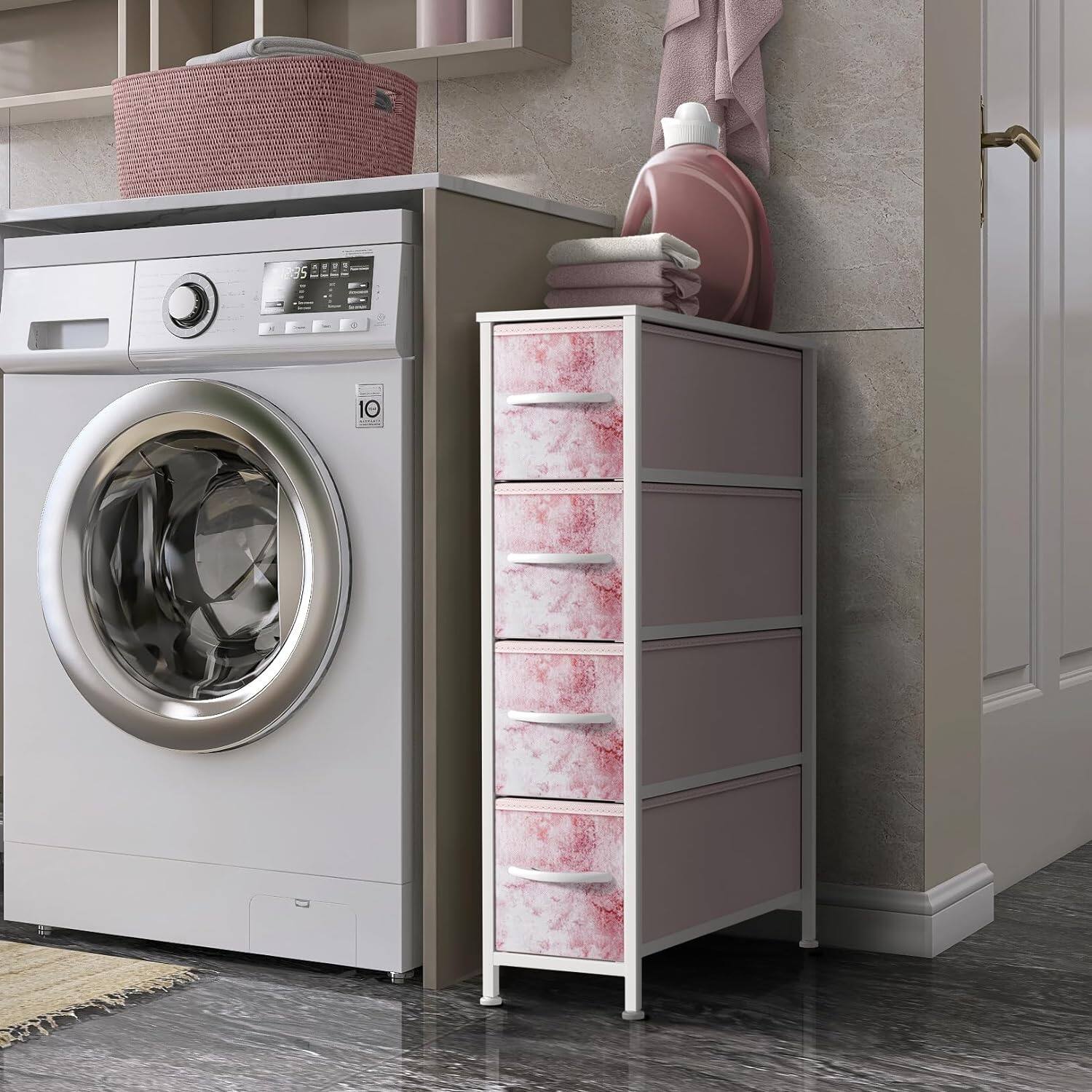 Alt View 1. Sorbus - Sorbus Narrow Dresser with 4 Drawers, Vertical Slim Storage Chest of Drawers with Steel Frame - Pink Tie-Dye.