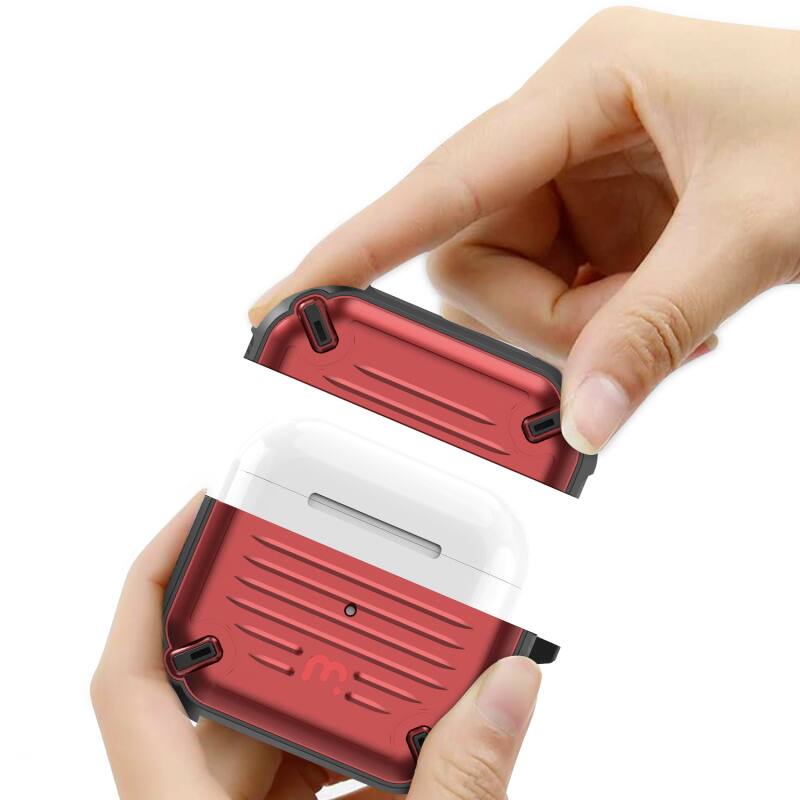 Alt View 3. Mybat Pro - MyBat Pro Armor Series Case for Apple AirPods 3 with Wireless Charging Case - Black / Red - Black.