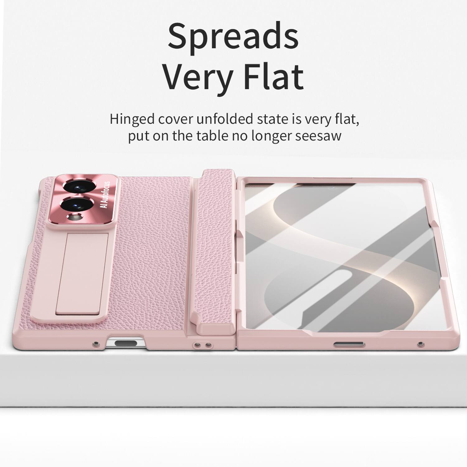 Spreads Very Flat  
Hinged cover unfolded state is very flat, put on the table no longer seesaw